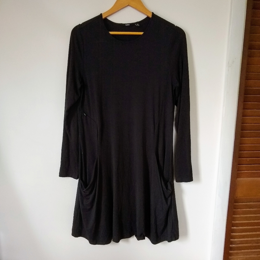 BETABRAND black athleisure tunic sweatshirt dress
